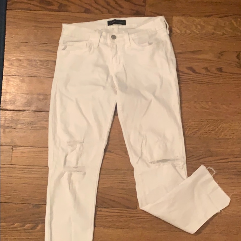 white ripped jeggings